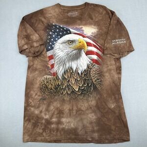 The Mountain Mens 2XL Bald Eagle American Flag Tie Dye T-Shirt Skagway Alaska